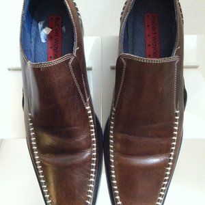 ROBERT WAYNE MENS PRE-OWNED BROWN LEATHER SLIP-ON DRESS SHOES SIZE: 8.5D